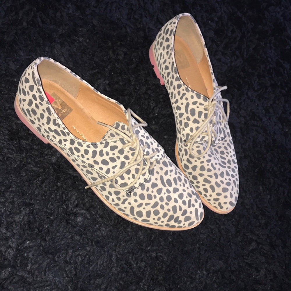 Animal Print Lace Up Flats- WORN ONCE